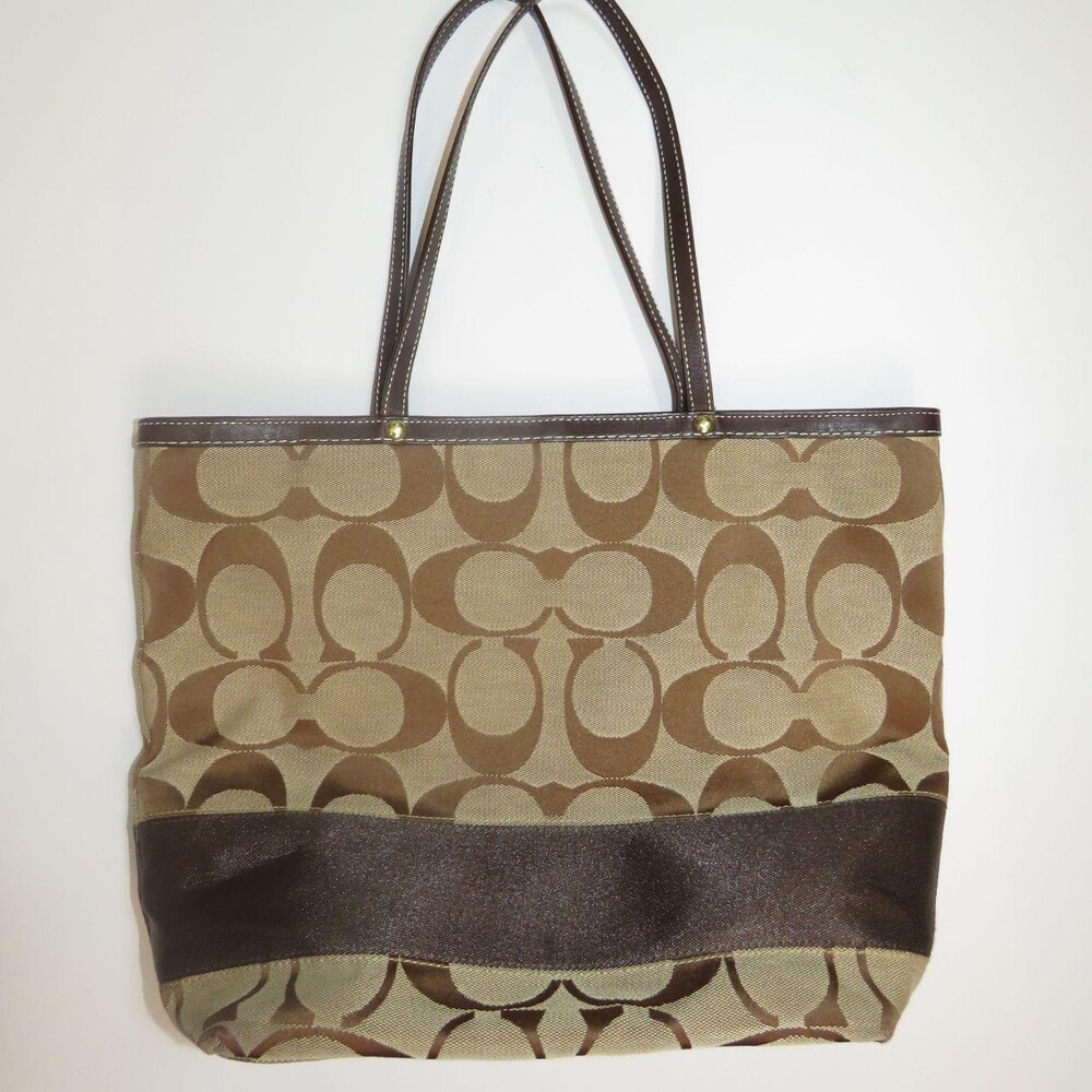 Coach Signature Stripe Large Carryall 1 E 6 E - Picture 2 of 4